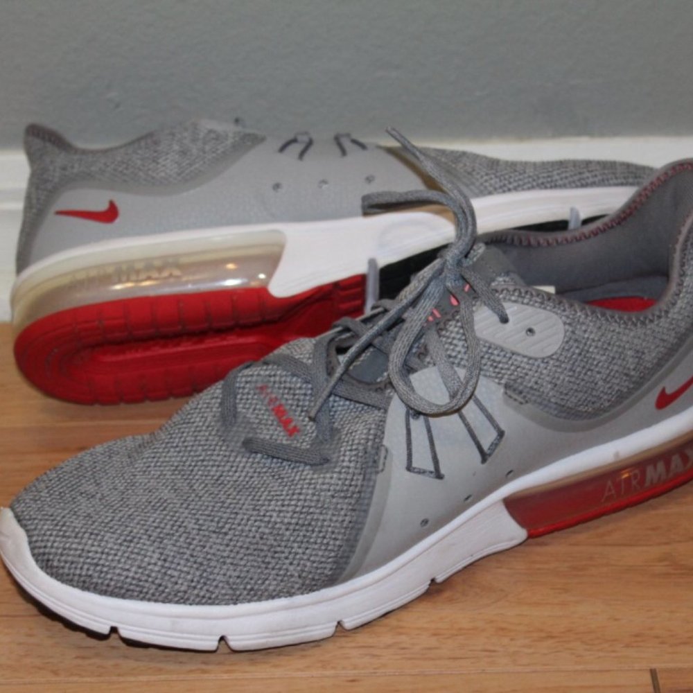 Grey and red Nike airmax